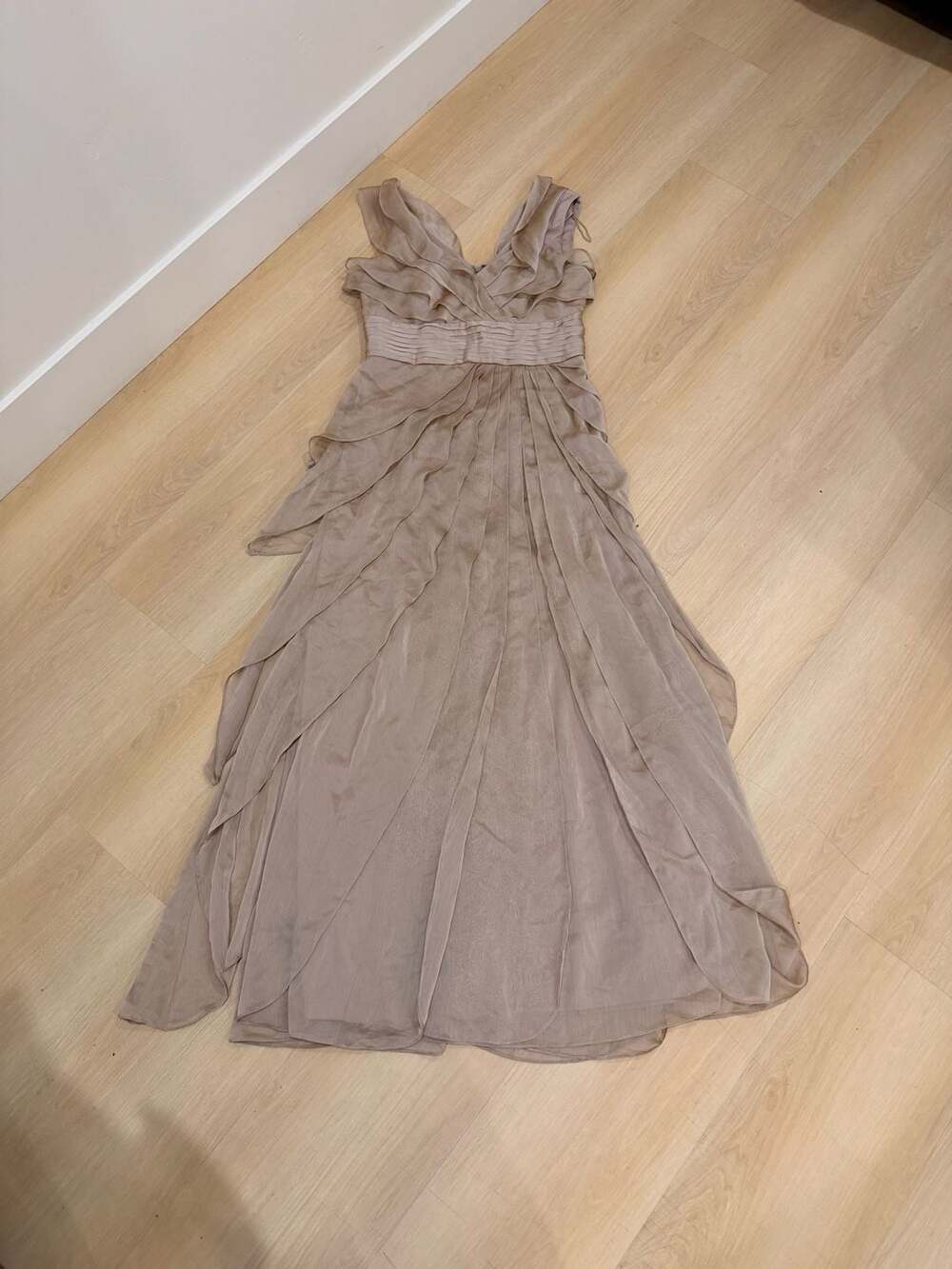 Adrianna Papell Ruffled Maxi Dress Taupe